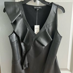 INC, Size Small Leather-like sleeveless top.